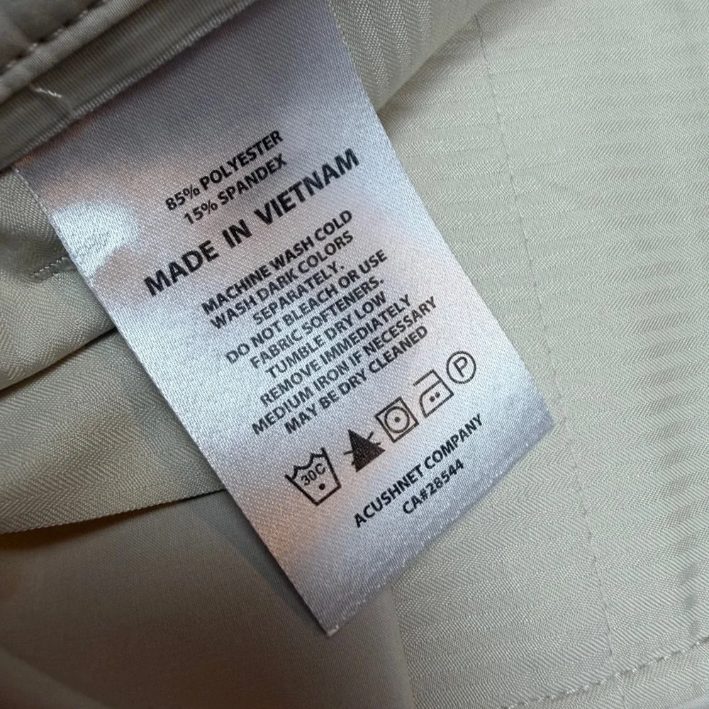 FootJoy Mens Performance Golf Shorts Beige Khaki W38 Stretch Flat Front FJ